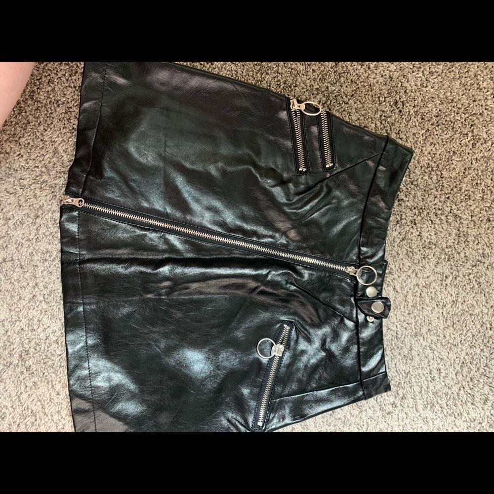 Princess Polly Faux Leather Moto Skirt